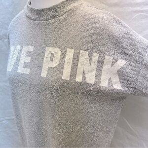 PINK Victoria’s Secret grey and white  mock neck textured sweater/sweathshirt.